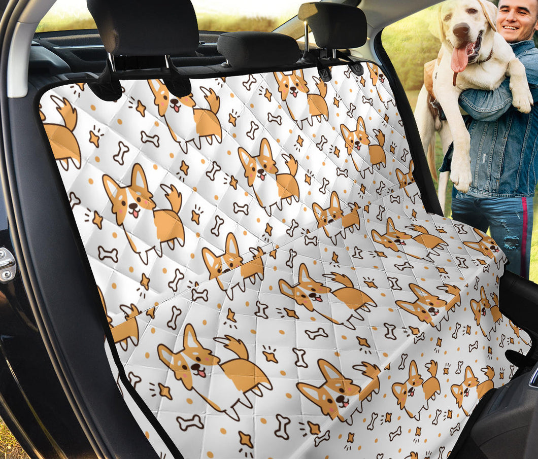 Cute Corgi Heart Star Bone Pattern Dog Car Seat Covers