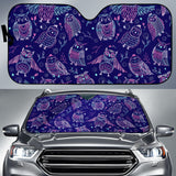 Cute Owls Pattern Boho Style Ornament Car Sun Shade