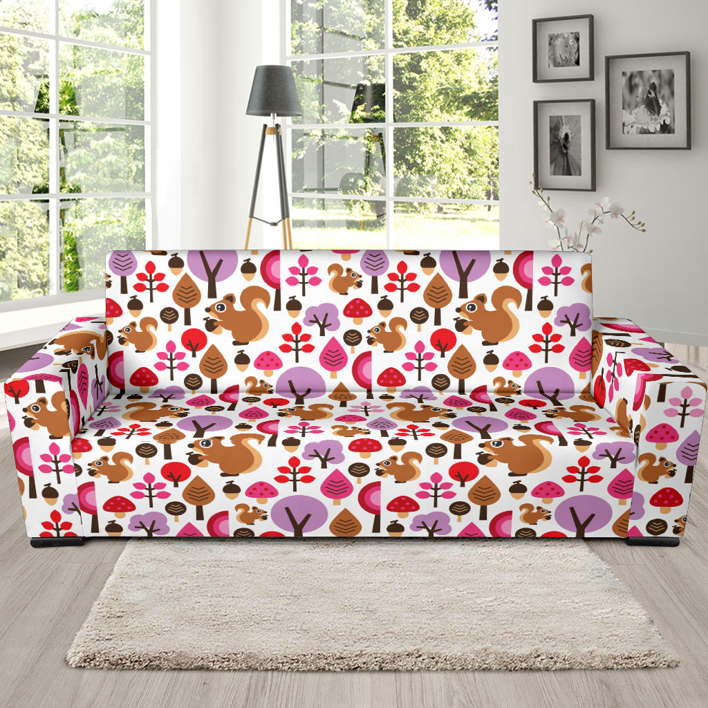 Squirrel Pattern Print Design 02  Sofa Slipcover