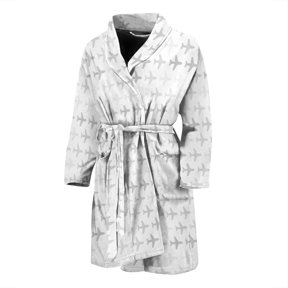 Airplane Print Pattern Men'S Bathrobe
