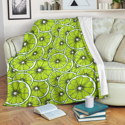 Slices Of Lime Design Pattern Premium Blanket