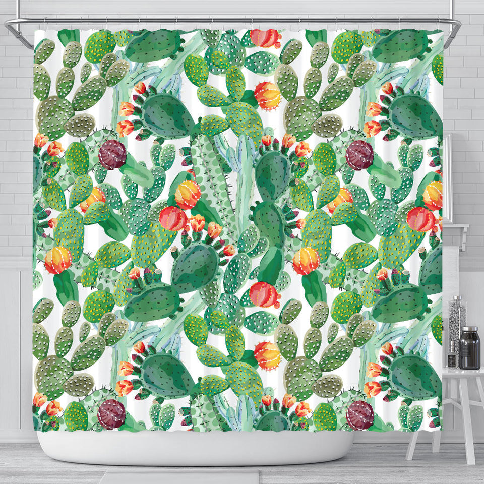 Cactus Design Pattern  Shower Curtain Fulfilled In US