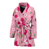 Cherry Flower Pattern Pink Background Women'S Bathrobe