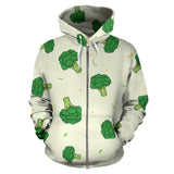 Broccoli Pattern Zip Up Hoodie