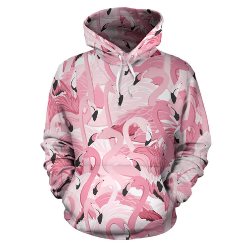Pink Flamingos Pattern Background Men Women Pullover Hoodie