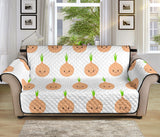 cute onions smiling faces Sofa Cover Protector