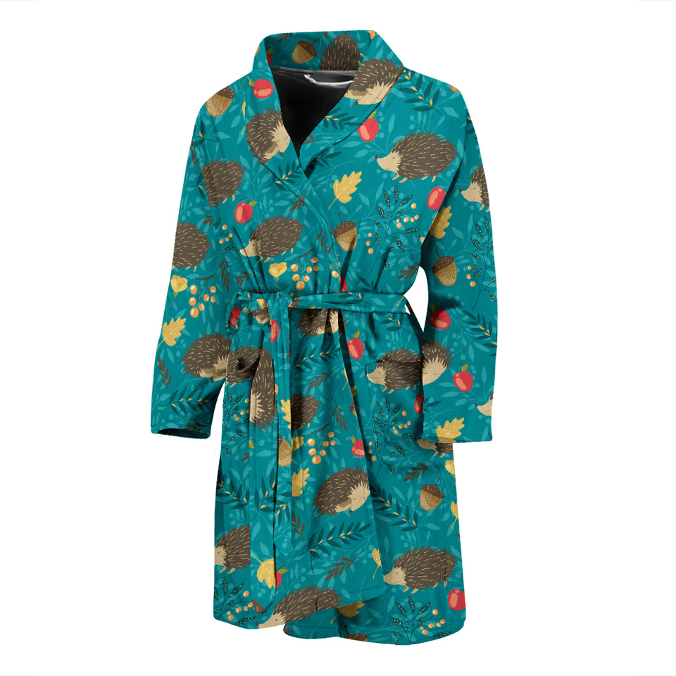 Hedgehog Pattern Print Design 01 Men's Bathrobe