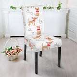 Chihuahua Bone Paw Pattern Dining Chair Slipcover