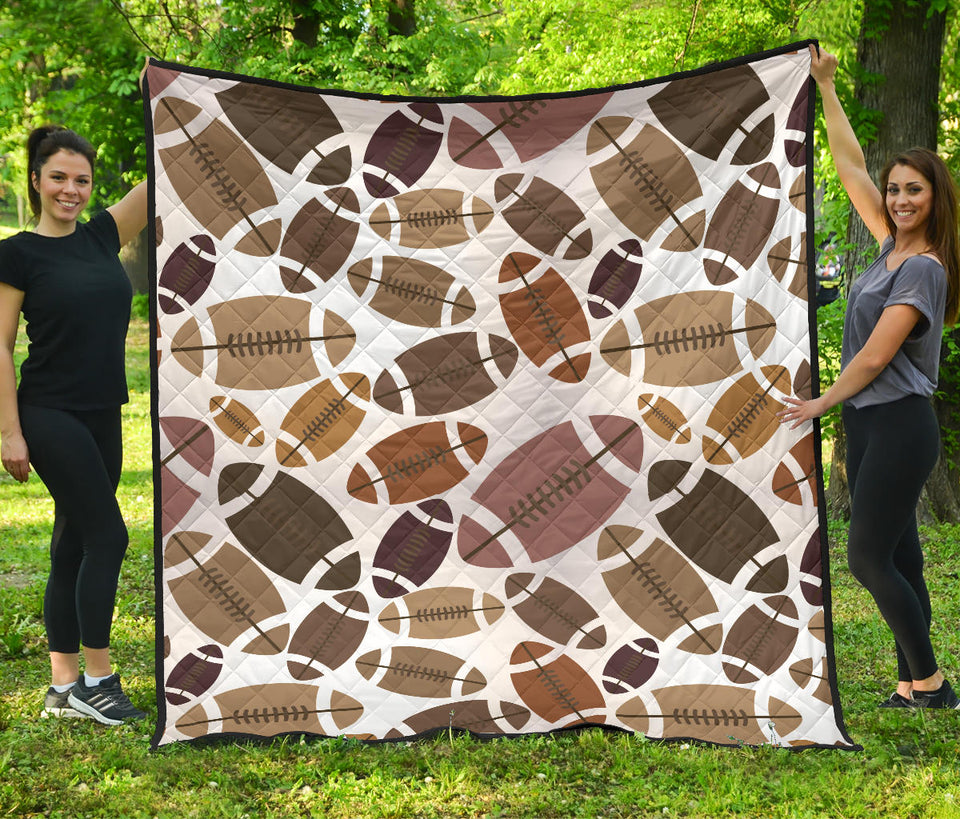 American Football Ball Pattern Premium Quilt