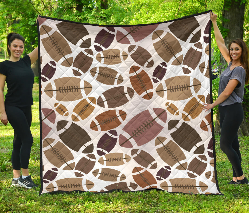 American Football Ball Pattern Premium Quilt