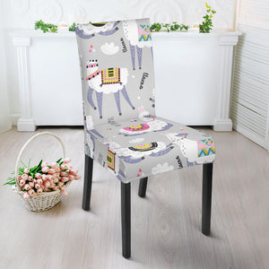 Cute Llama Alpaca Pattern Dining Chair Slipcover