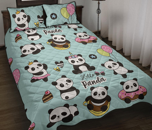 Cute baby panda pattern Quilt Bed Set