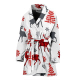 Deer Tree Snowflakes Chrismas Pattern Women'S Bathrobe