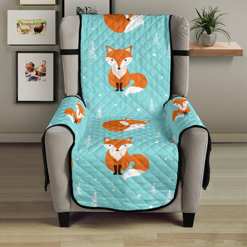 Fox pattern blue b ackground Chair Cover Protector
