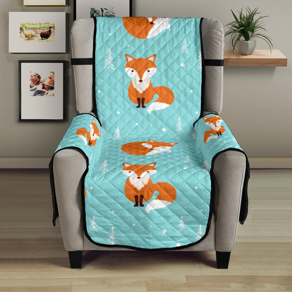 Fox pattern blue b ackground Chair Cover Protector