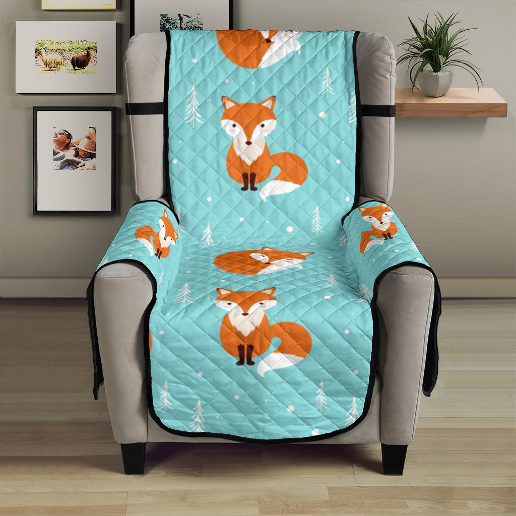 Fox pattern blue b ackground Chair Cover Protector