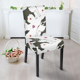Boston Terrier Dog Hearts Vector Pattern Dining Chair Slipcover