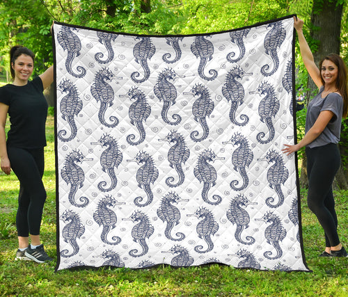 Seahorse Pattern Background Premium Quilt
