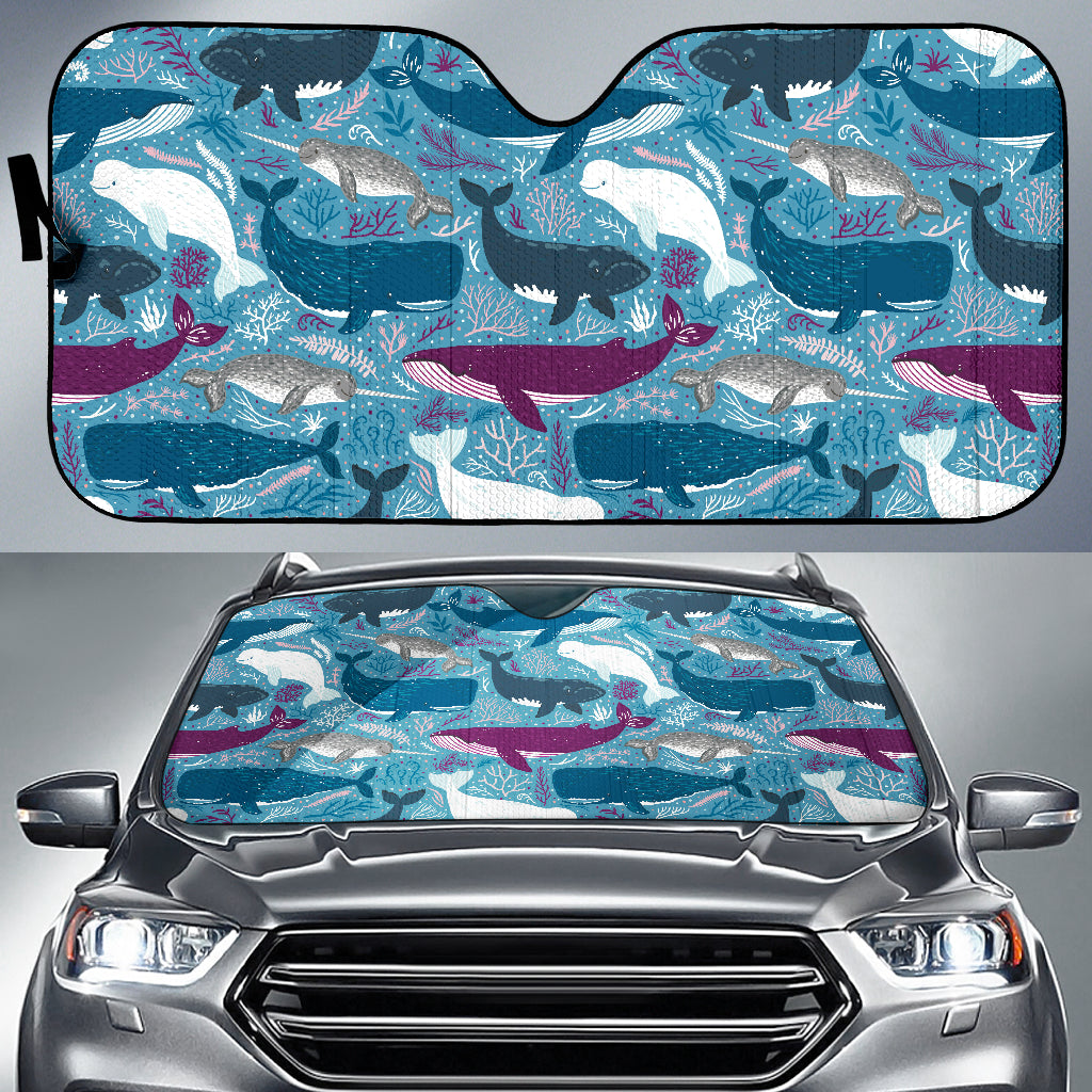 Whale Design Pattern Car Sun Shade