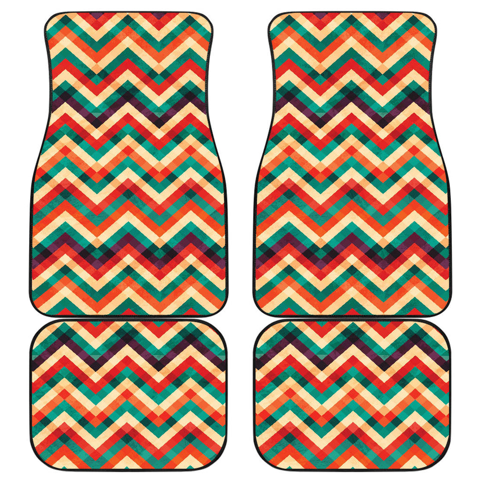 Zigzag  Chevron Colorful Pattern Front And Back Car Mats