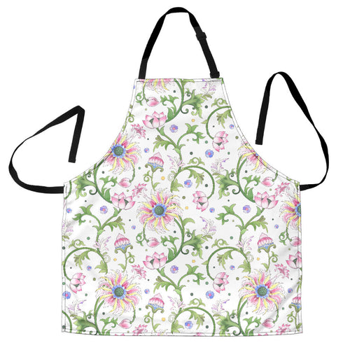 Beautiful Pink Lotus Waterlily Leaves Pattern Adjustable Apron