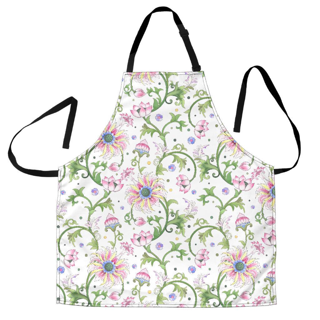 Beautiful Pink Lotus Waterlily Leaves Pattern Adjustable Apron