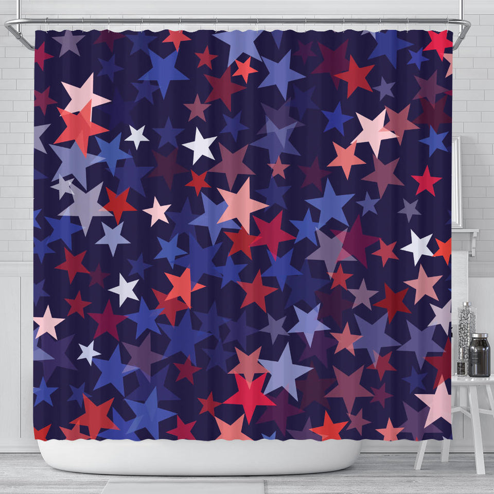 Red Blue Star Pattern Shower Curtain Fulfilled In US