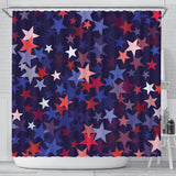 Red Blue Star Pattern Shower Curtain Fulfilled In US