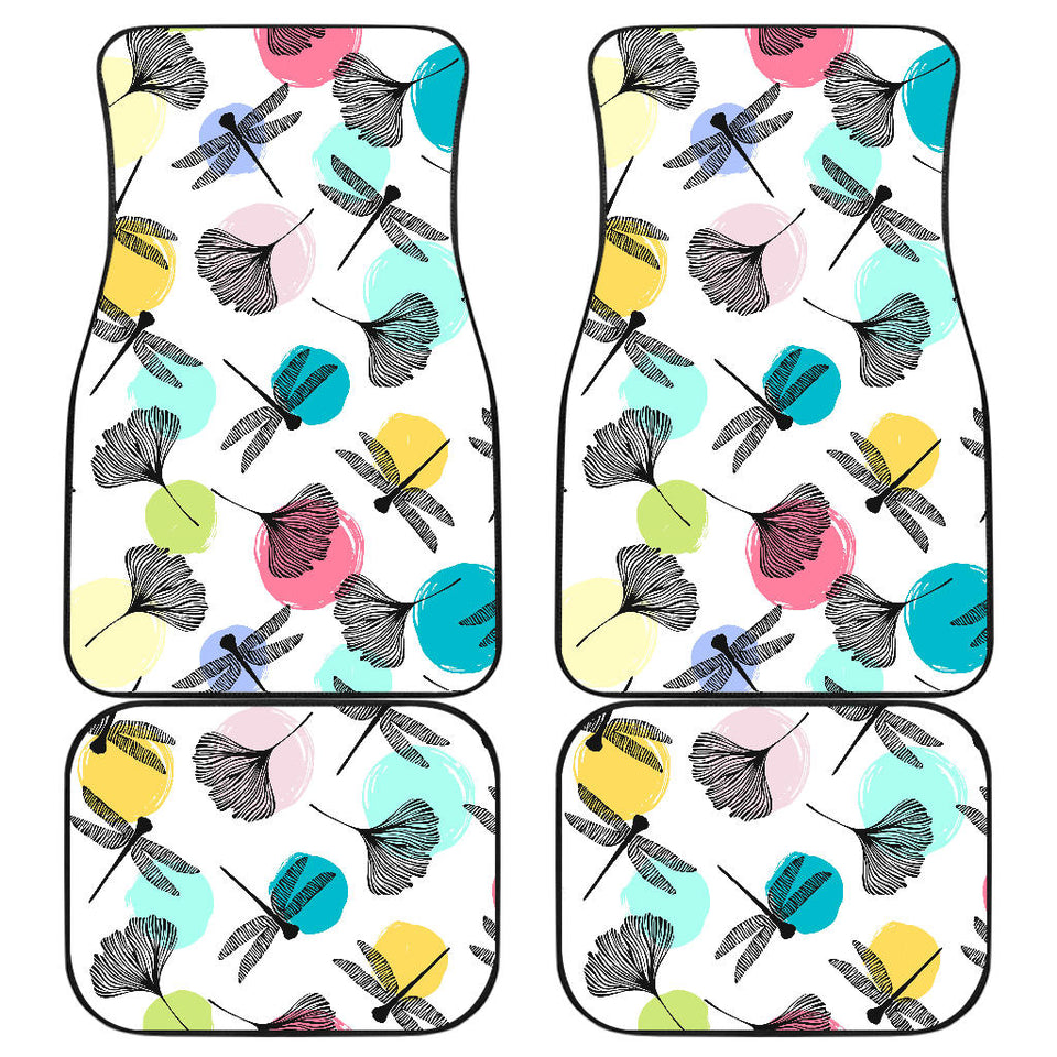 Dragonflies Ginkgo Leaves Pattern Front And Back Car Mats