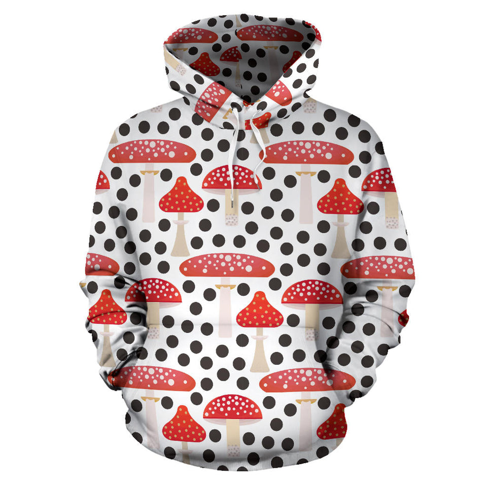 Red Mushroom Dot Pattern Men Women Pullover Hoodie