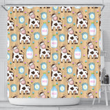 Cow Bottle Of Milk Pattern Shower Curtain Fulfilled In US