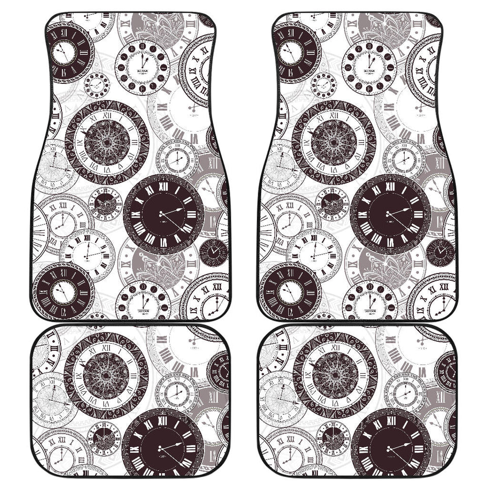 Classic Vintage Clock Pattern Front And Back Car Mats