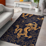 Gold Dragon Pattern Area Rug