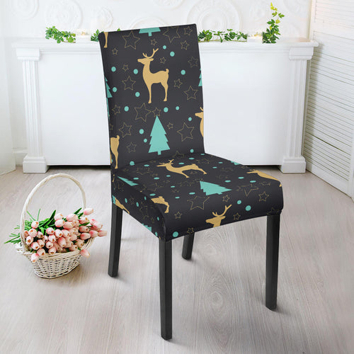 Deers Star Tree Pattern Dining Chair Slipcover