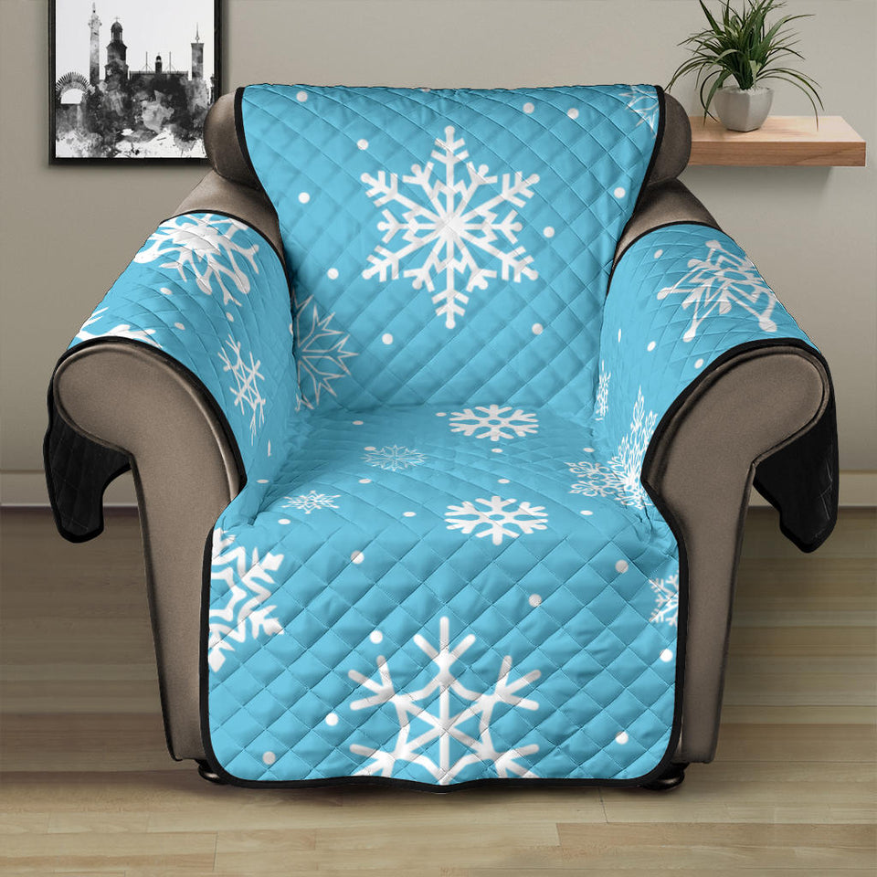 Snowflake pattern blue background Recliner Cover Protector