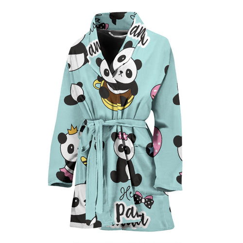Cute Baby Panda Pattern Women'S Bathrobe