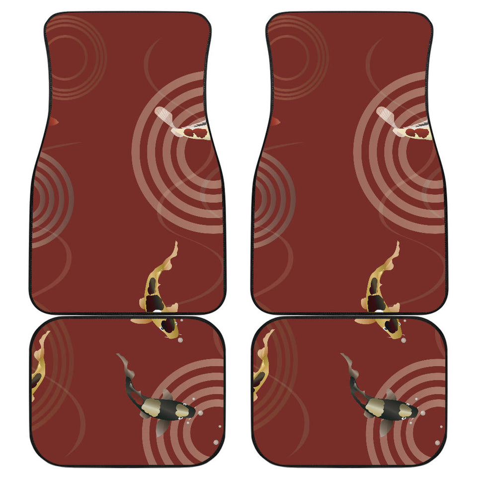Koi Fish Carp Fish Red Background Front And Back Car Mats