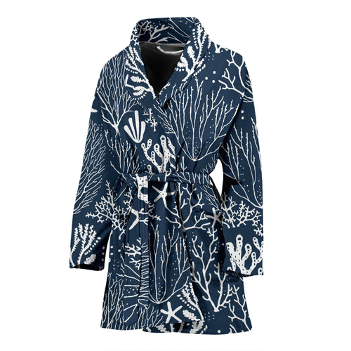 Coral Reef Pattern Print Design 05 Women's Bathrobe