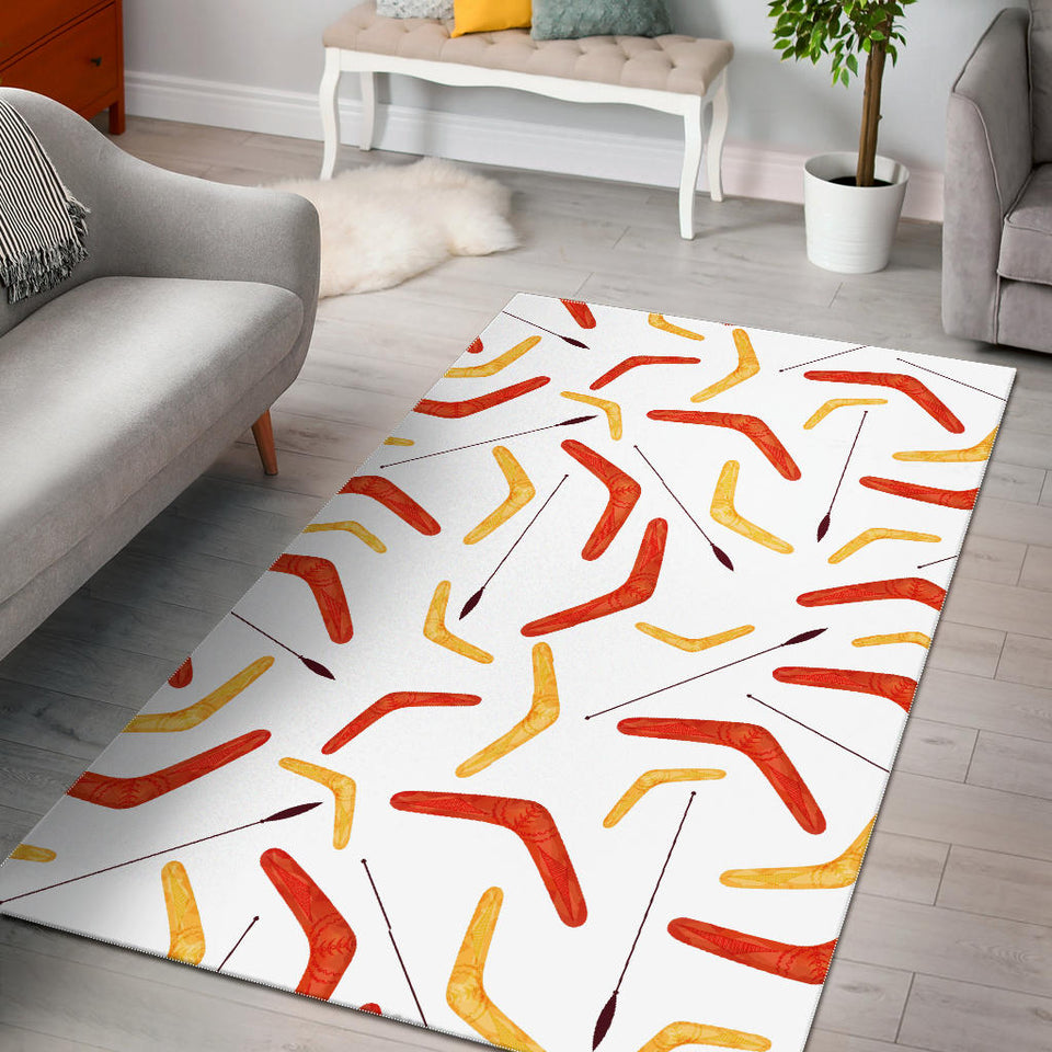 Waterclor Boomerang Australian Aboriginal Ornament Area Rug