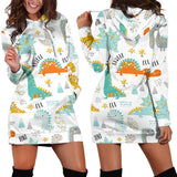 Cute Funny Kids Dinosaurs Pattern Women'S Hoodie Dress