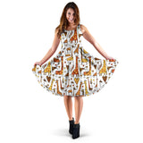 Giraffe Pattern Print Design 04 Sleeveless Midi Dress