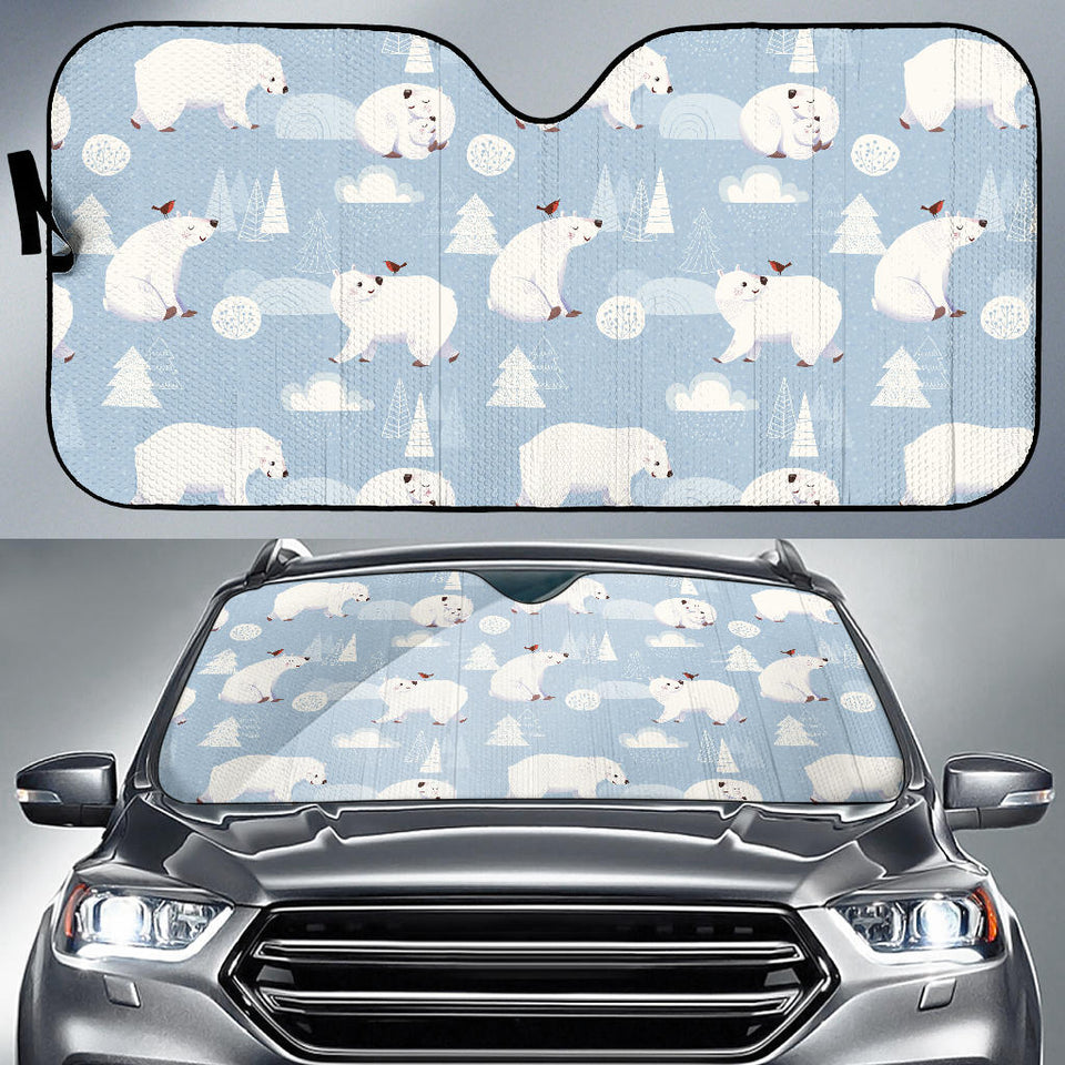 Cute Polar Bears Christmas Decoration Pattern Car Sun Shade