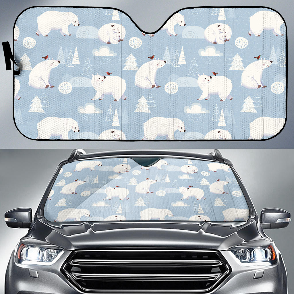 Cute Polar Bears Christmas Decoration Pattern Car Sun Shade