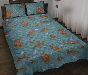 Sea otters pattern Quilt Bed Set