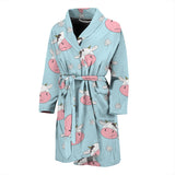 Cute Cow Flower Pattern Men'S Bathrobe