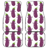 Eggplant Pattern Print Design 01 Front and Back Car Mats