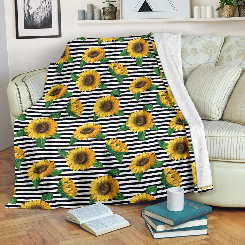 Sunflowers Ribbon Background Premium Blanket
