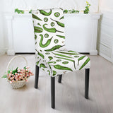 Hand Drawn Sketch Style Green Chili Peppers Pattern Dining Chair Slipcover