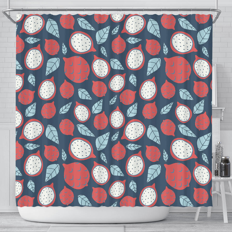 Dragon Fruits Dark Blue Background Shower Curtain Fulfilled In US