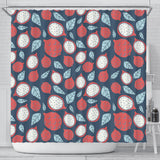 Dragon Fruits Dark Blue Background Shower Curtain Fulfilled In US
